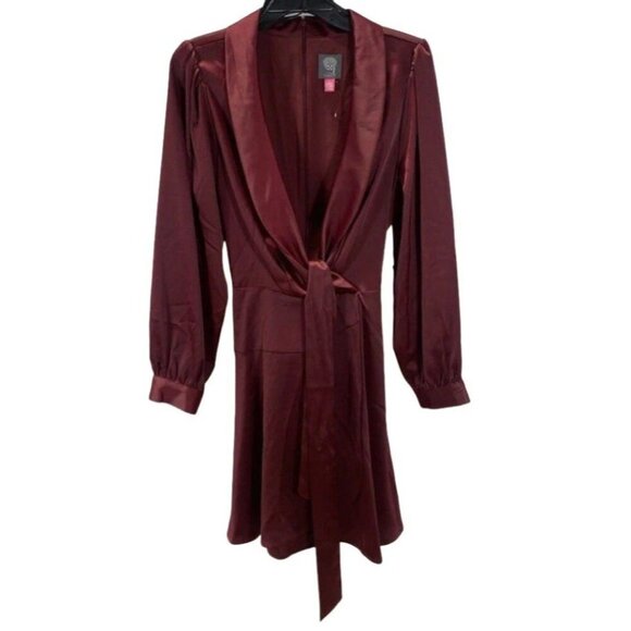 Vince Camuto Women's Satin Shawl-Collar Fit & Flare Dress - Size 14, Party - Picture 2 of 5